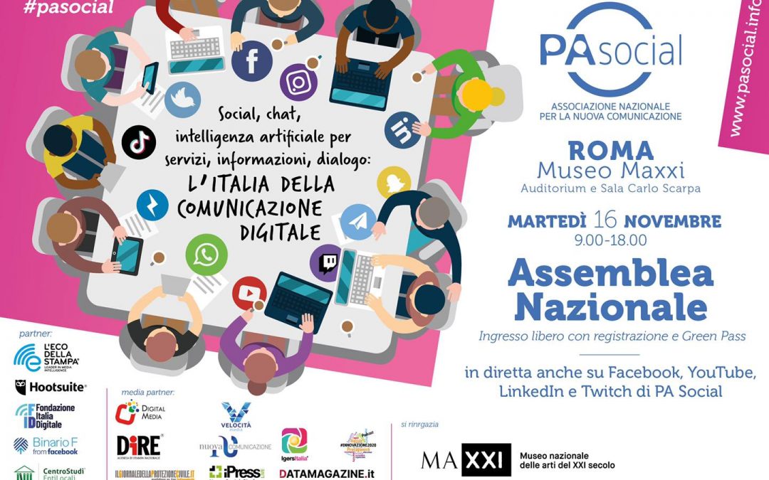 La comunicazione digitale centrale per il PNRR e la ripresa. Il 16 novembre PA Social si riunisce a Roma per l’assemblea nazionale